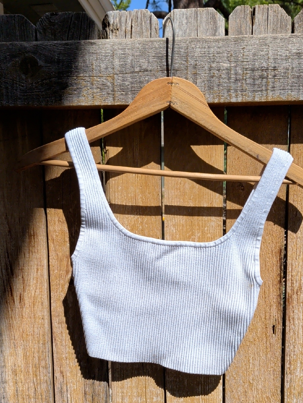Babaton White Ribbed Square-Neck Crop Tank - Women